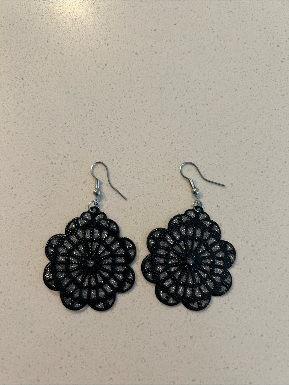 Black Floral Lace Drop Earrings - Women Jewelry